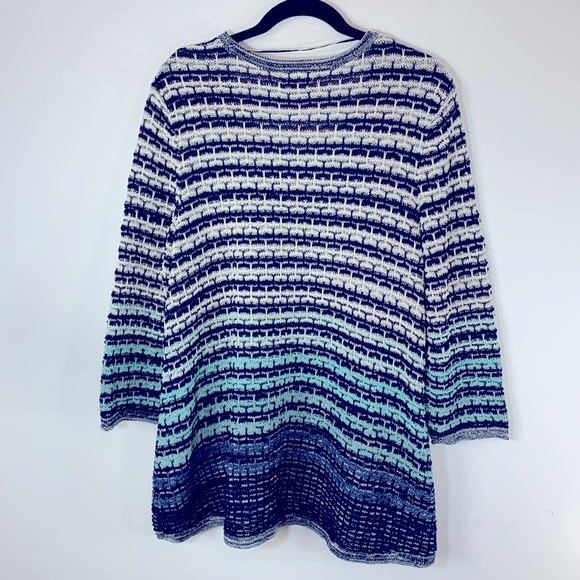 JM Collection Woman Plus Size 1X Textured Lightweight Blue Pullover Sweater Top - Picture 9 of 14